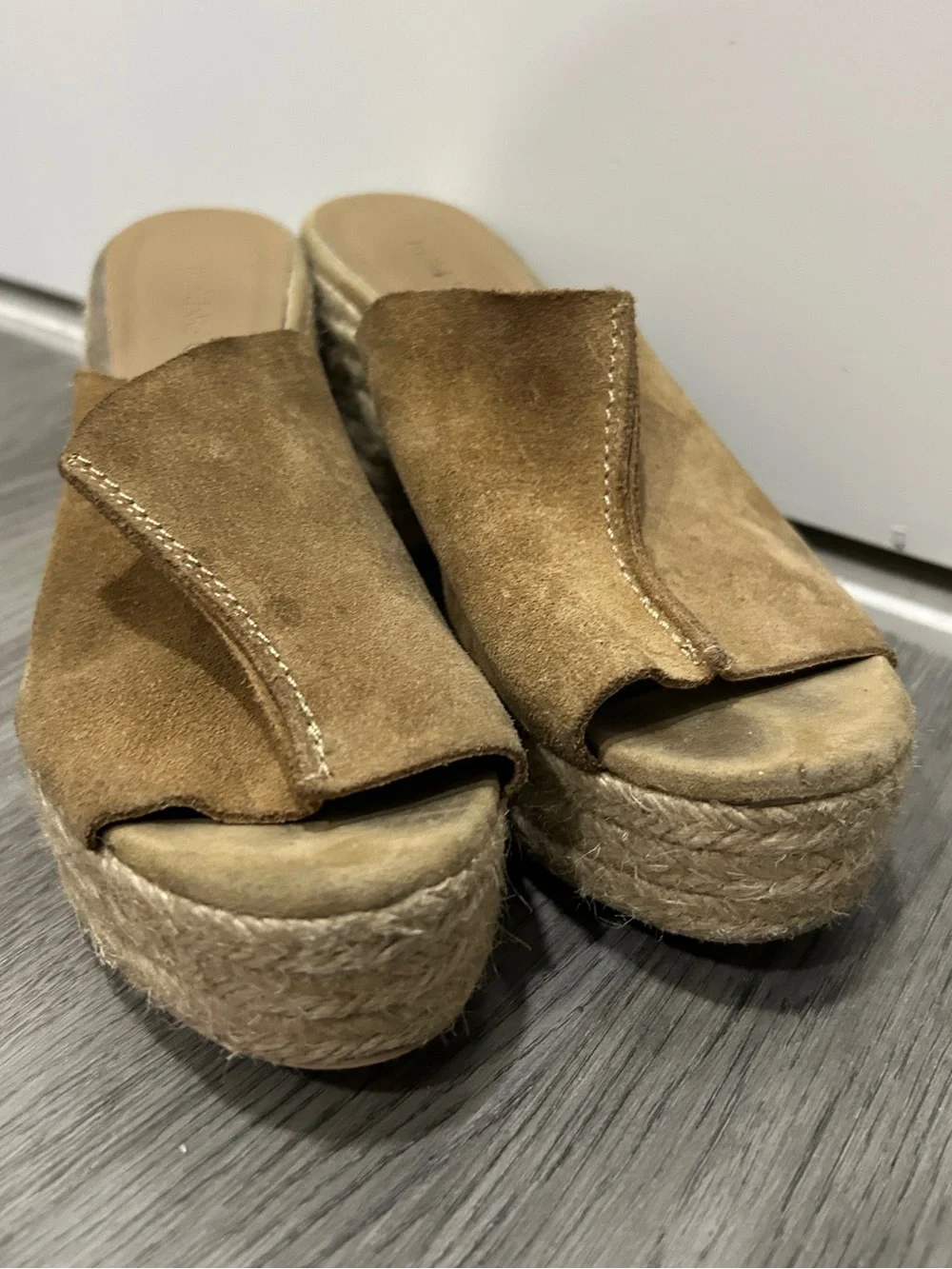Mango Suede Platform Espadrilles - Tan